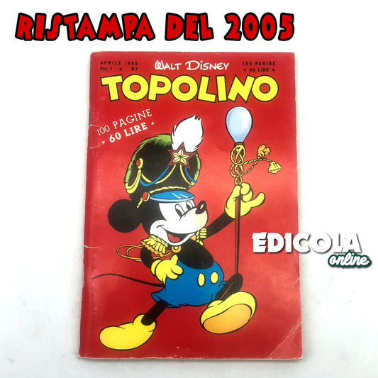 TOPOLINO Comic Stapled number n. 1 REPRINT Collectible 60lire Vintage Rare