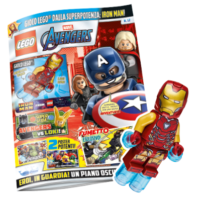 Rivista LEGO MARVEL AVENGERS n.12 + minifigure IRON MAN