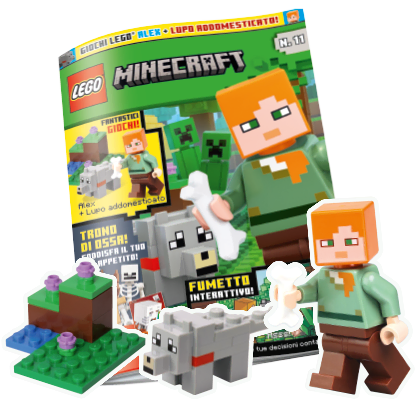 Rivista LEGO Minecraft PLUS n. 11 + ALEX + LUPO ADDOMESTICATO