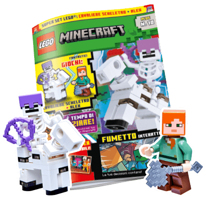 Rivista LEGO Minecraft PLUS n. 10 + CAVALIERE SCHELETRO + ALEX