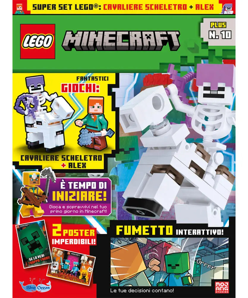Rivista LEGO Minecraft PLUS n. 10 + CAVALIERE SCHELETRO + ALEX