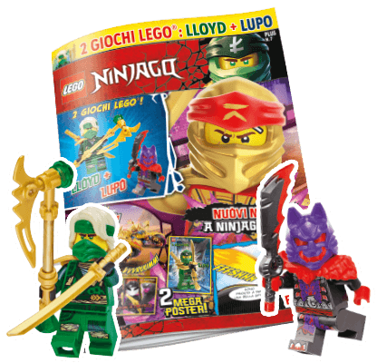 Rivista LEGO NINJAGO Plus n. 7 + 2 GIOCHI LEGO: LLOYD + LUPO