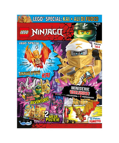Rivista LEGO NINJAGO DRAGHI D'ORO n.1 - Drago D'Oro KAI + Ali di Fuoco (Copia)