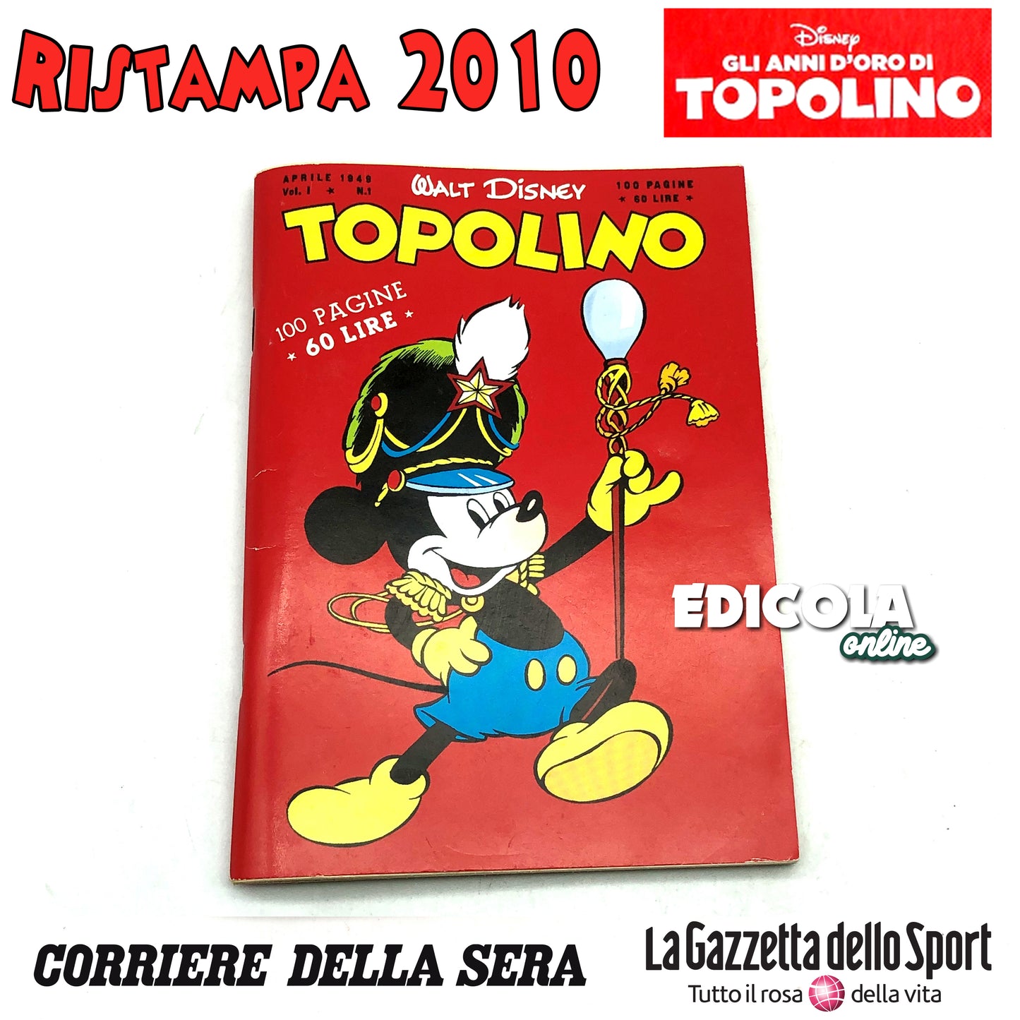 Fumetto TOPOLINO Spillato numero n. 1 RISTAMPA da Collezione 60lire Vintage Raro