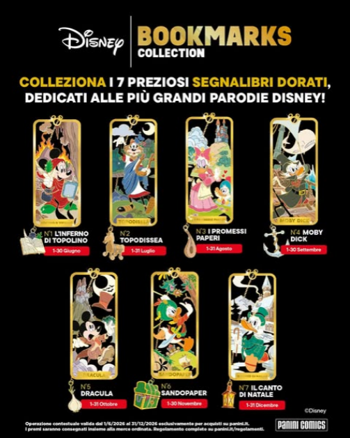 Disney Bookmarks Collection - Segnalibri dorati in metallo da Collezione 2026
