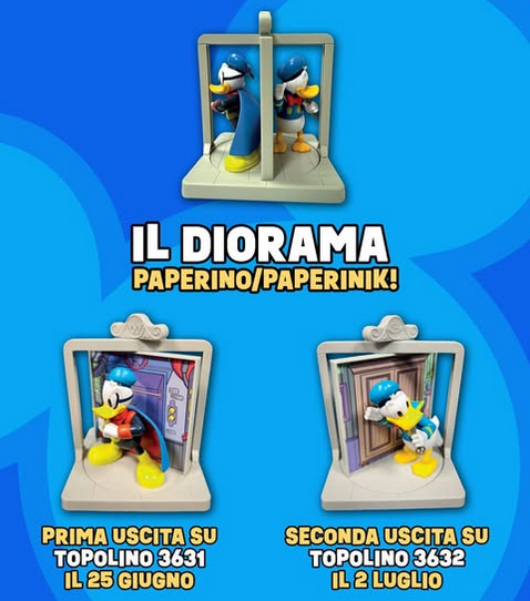 Set 2 Fumetti di Topolino: Diorama Paperino e Paperinik ( Statua Peperino / Paperinik ) Statuetta 3D
