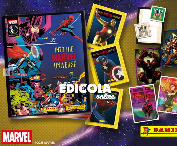 Set Album e/o Bustine di figurine Into the Marvel Universe Sticker Album (Panini 2025)
