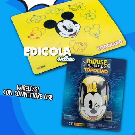 [Preordine] Set Tappetino Mousepad e/o Mouse Usb Wireless di Topolino (Con Topolino 3671+3672)