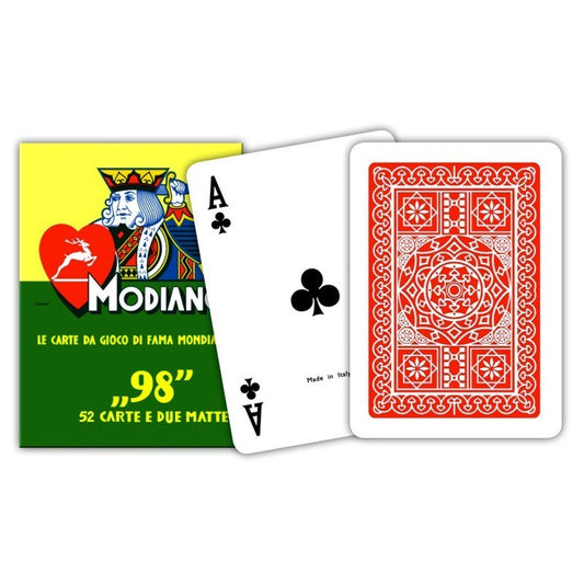 1 mazzo Rosso - Carte da gioco Modiano Poker Ramino 98 - 54 carte