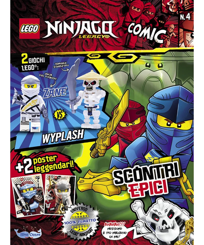 Rivista LEGO NINJAGO LEGACY n.4 con 2 ZANE VS. WYPLASH