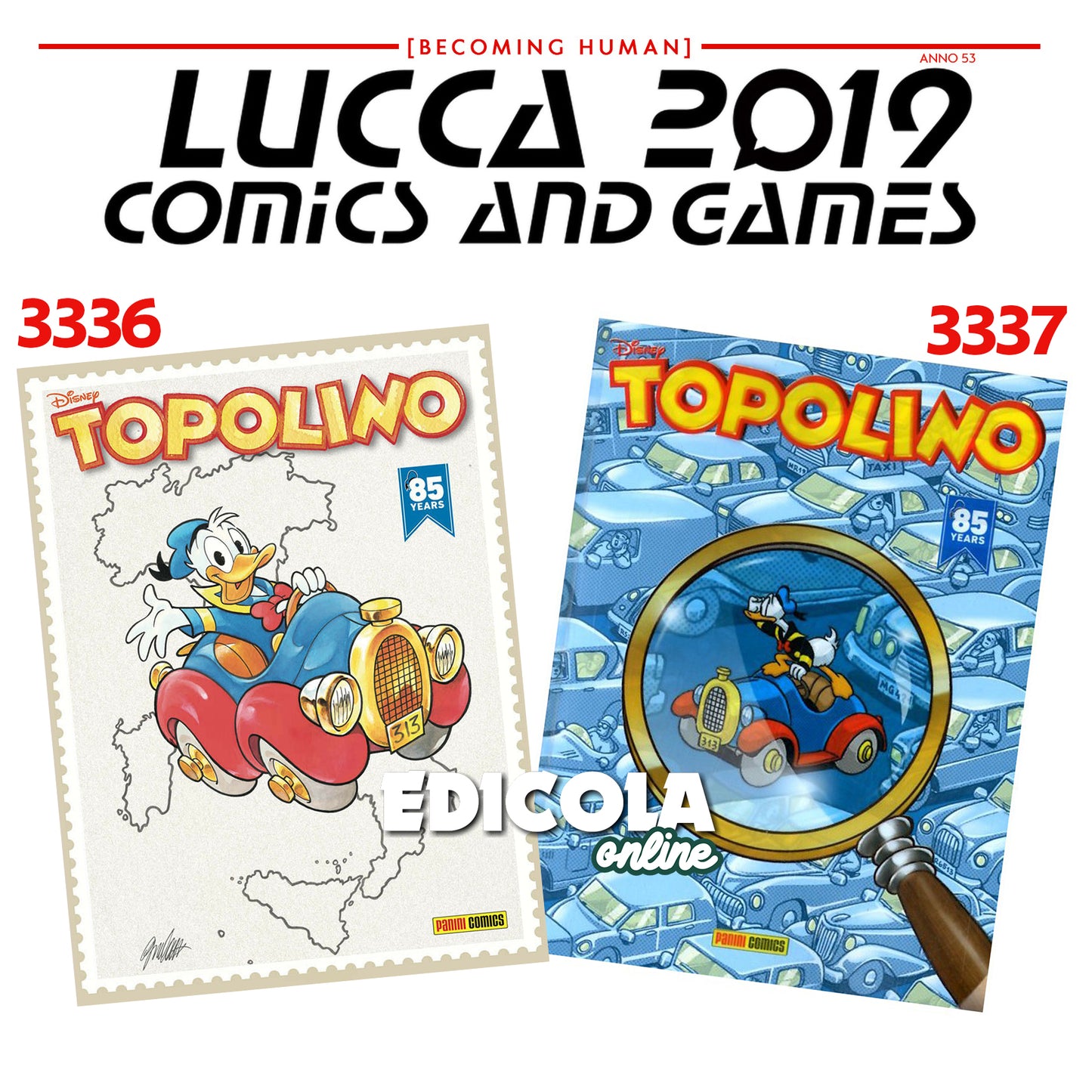 Fumetto di TOPOLINO Variant Cover 3336 3337 Libretto Originale Lucca Comics 2019