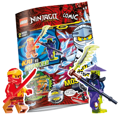 Rivista LEGO NINJAGO LEGACY COMIC n.9 con 2 GIOCHI KAI vs GHOULTAR