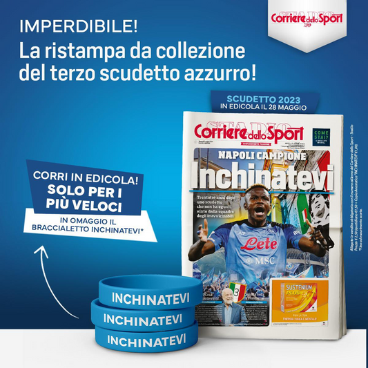 Corriere dello Sport del 3° Scudetto del Napoli + Braccialetto "INCHINATEVI"