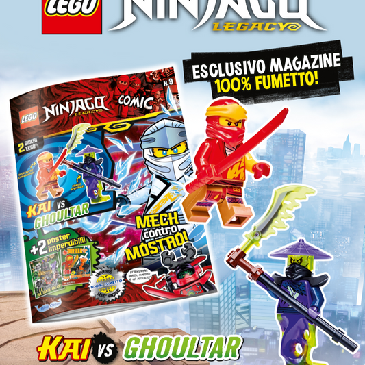 Rivista LEGO NINJAGO LEGACY COMIC n.9 con 2 GIOCHI KAI vs GHOULTAR