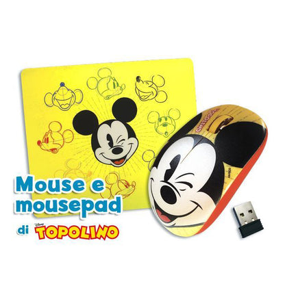 Set Tappetino Mousepad e/o Mouse Usb Wireless di Topolino (Con Topolino 3671+3672)