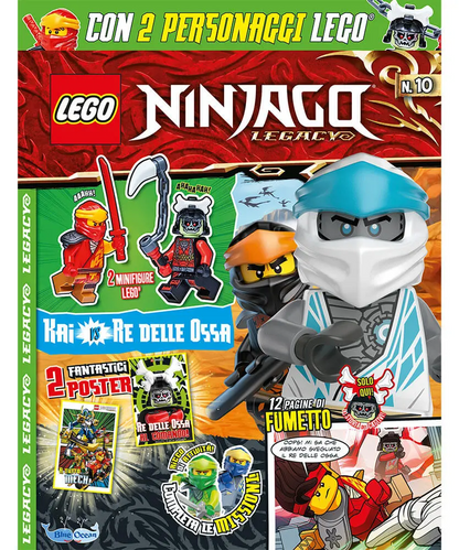 Rivista LEGO NINJAGO LEGACY n.10 con 2 GIOCHI KAI VS RE DELLE OSSA