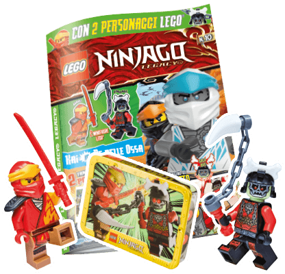 Rivista LEGO NINJAGO LEGACY n.10 con 2 GIOCHI KAI VS RE DELLE OSSA