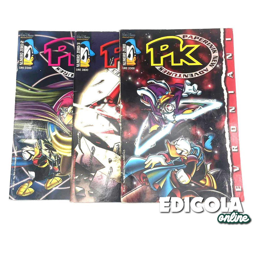 3x Fumetti PKNA Number Zero 0/2 0/3 Papers New Adventures PK Disney Pikappa