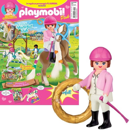 Magazine Playmobil Pink - n.1 del 2025 + Cavallerizza con trofeo e frustino