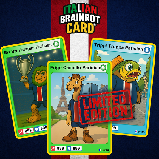 3 Carte LIMITED EDITION di ITALIAN BRAINROT CARD - 🏆 Il PSG vince la Champions.