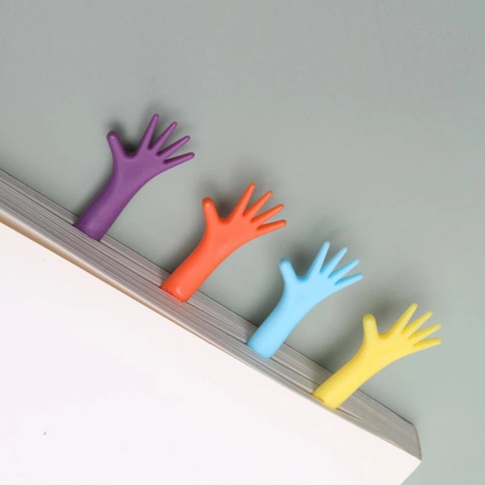 Set 4 Segnalibri “Help Me” – Mani Colorate e Divertenti