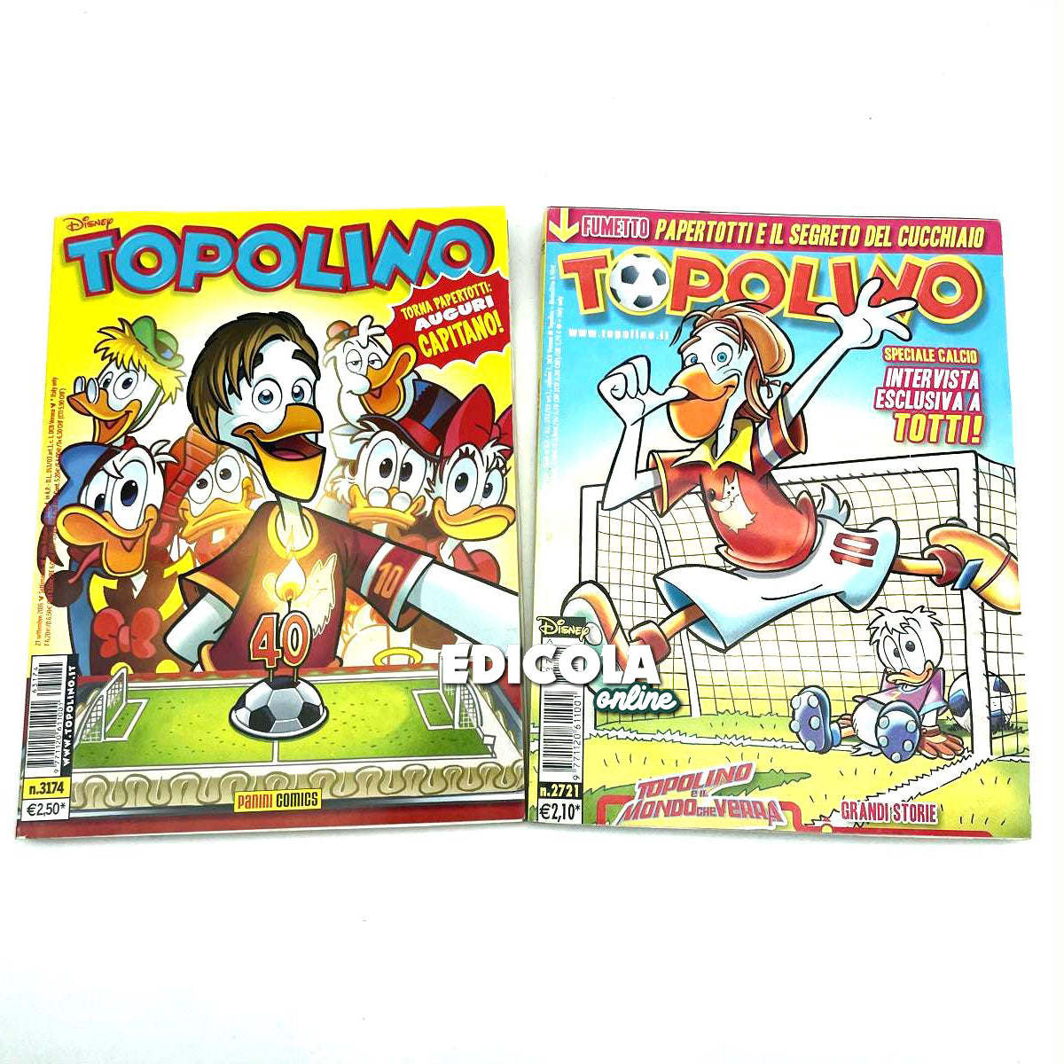 2 MICKEY MOUSE Comics Libretto Francesco TOTTI Rom Panini Comics Disney Rare