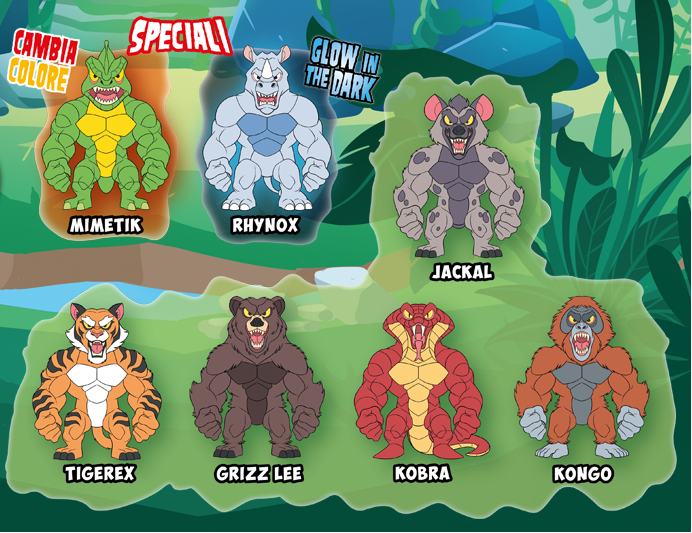Personaggi WILD MONSTER FLEX Monsterflex Allungamostri Allungabili Blisterati